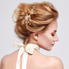 Waydress 6 Pcs Wedding Pearl Hair Pins Floral Hair Accessories Gold Leaf Head Piece Bridal Wedding Hair Clips for Women