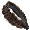 DIGUAN Headband Synthetic Hair Plaited Headband Braid With Teeth Hair Band Accessories for Women Girl Width 1.5 Inch (W-Dark Brown)