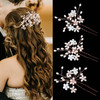 Sppry Elegant Pearl Wedding Hair Pins, Bendable Floral Crystal Hair Accessories for Bridal Women, Pack of 3 (Rose Gold)