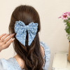 Denim Hair Clip Pin Bow Girls Large Bows HairPin BW01 (Light Blue)