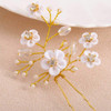 Fstrend Bridal Wedding Hair Pins White Flower Clip Gold Bride Hair Accessory for Women and Girls (Pack of 2) (Gold)