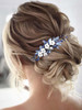 Unicra Butterfly Bride Wedding Hair Vine Blue Pearl Bridal Hair Piece Silver Rhinestone Headband for Women and Girls