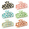Paderison Checkered Multicolored Rectangle Y2K Hair Barrettes and Claw Clips - 6 Pcs Strong Hold Hair Accessories for Thin & Thick Hair