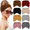 Sefiinh Wide Headbands For Women Fashion knot Headband Boho Head Bands Womens Hair Band Turban Workout Accessories 8 Pack