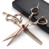 7/8/9 inch rose gold, silver 440c Japanese hair scissors salon hairdresser and thinning hairdresser (Rose Gold)