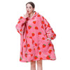 Aemicion Strawberry Blanket Hoodie,Oversized Sherpa Wearable Hooded Blanket,Warm Cozy Sweatshirt Gifts for Women Girls Adult