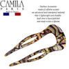 Camila Paris CP2484 French Twist Stick Clip Pins, Handmade, Onyx, Girls Hair Pin U-Shaped Hair Fork for Girls Spiral Updo Chignon Bun Holder, Fashion
