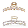 Metal Rhinestone Hair Claw Clips Imitation Pearl Hair Jaw Clips Non Slip Barrettes Hair Clasps Accessories for Women Ladies (2 Pack)