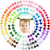 CÉLLOT 80PCS 2 Inches Baby Bows Hair Ties Mini Boutique Hair Bows Durable Elastic Rubber Ribbon Hair Band Accessories for Toddlers Infants Kids Under