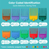 10 Professional Hair Clipper Guards Cutting Guides Compatible with Most Wahl Clippers with Organizer, Color Coded Clipper Combs Replacement - 1/16" t