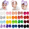 jollybows 20pcs Baby Girls Grosgrain Ribbon Hair Bows Headbands 6" Elastic Hair Band Hair Accessories for Infants Newborn (Multicoloured 6 Bows Elas
