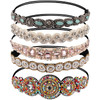 AMCAMI 5Pcs Rhinestone Beaded Headbands for Women Elastic Head Wraps Handmade Crystal Bling Hairbands for Girls Vintage Hair Accessories Party Daily