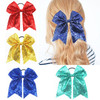 6.5 Inches Sequins Hair Bows Elastic Hair Tie Ribbon Large Cheer Bow Ponytail Holder for Women Girls Kids Teens