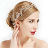BABEYOND Bridal Headpiece Handmade Wedding Hair Vine Bead Crystal Floral Leaf Headband with Lace Ribbon