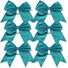 Cheerleader Bows Cheerleading 8 inch Sparkle Glitter Ponytail Holder Hair Tie School for High School College Girl Team Sports 6 Pcs  (Teal)
