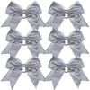 Cheerleader Bows Cheerleading 8 inch Sparkle Glitter Ponytail Holder Hair Tie School for High School College Girl Team Sports 6 Pcs  (Silver)