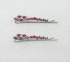Faship A Pair Of Pink Premium Rhinestone Crystal Floral Hair Clips Pins 2 Pcs