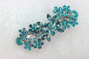 Faship Gorgeous Teal Rhinestone Crystal Flower Hair Barrette Clip