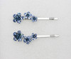 Faship A Pair Of Navy Blue Rhinestone Crystal Floral Hair Clip Pins 2 Pcs