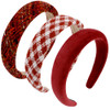 AHONEY 3 Pack Red Headband for Women Girls, Cute Headbands Plaid Headbands 70s Vintage Bandana Head Band Non Slip Holiday Hair Accessories for Girls
