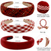 AHONEY 3 Pack Red Headband for Women Girls, Cute Headbands Plaid Headbands 70s Vintage Bandana Head Band Non Slip Holiday Hair Accessories for Girls