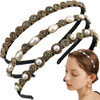 NAIHOD 3 Pcs Pearls Rhinestones Thin Headbands for Women Girls Luxury Vintage Hair Bands for Women's Hair with Cloth Wrapped Metal Hair Hoop Baroque