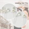 Sooshin 2 Pieces Porcelain Flower Bridal Hair pins Pearl Wedding Hair Accessories for Brides and Bridemaids Rhinestone Bridal Headpieces for wedding