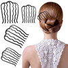 4 Pieces Vintage Side Combs U Shape French Twist Pin Hair Fork Clip Messy Bun Maker Styling Tool Accessories for Women and Girls Black