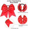 2 Packs Jumbo Cheerleading Bow 8 Inch Large Cheer Hair Bows with Ponytail Holder for Teen Girls Softball Outfit Uniform(Red)