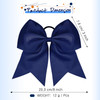 2 Packs Jumbo Cheerleading Bow 8 Inch Large Cheer Hair Bows with Ponytail Holder for Teen Girls Softball Outfit Uniform(Navy Blue)