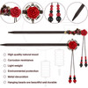 WILLBOND 2 Pieces Chinese Wooden Hair Sticks Retro Wooden Hairpins Japanese Classic Hair Chopsticks Handmade Flower Accessories for Women(Classic Sty