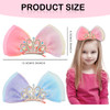 HLTOO Rhinestone Crown Barrettes and Hair Clips Set - Princess Birthday Headband, Ribbon Bows with Alligator Clips for Women and Girls' Hair Styling