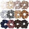 12 Pcs Satin Silk Scrunchies Soft Hair Ties Fashion Hair Bands Hair Bow Ropes Elastic Bracelets Ponytail Holders Hair Accessories for Women Girls (4.
