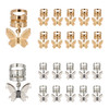 20Pcs Gold Silver Butterfly Cuffs for Women's Braids, Dreadlocks - Aluminum Rings, Adjustable Metal Clips, Hair Decorations
