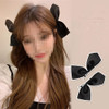 2 Pairs of (4pcs) Bow Hair Claw Clips Black Satin Ribbon Hair Bows Clips Vintage Bowknot Side Hairpin Barrettes Headdress Hair Accessories for Girls