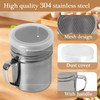 AHOKEL 2 Pcs Powdered Sugar Shaker Duster with Handle and Plastic Lid,Stainless Steel Fine Mesh Dredges Shakers,for Powder Sugar Cinnamon Cocoa Peppe