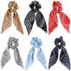 Cutewing Hair Scarf Ties Ponytail with 6PCS Scarf-Scrunchies, Paisley Flower Printing, Chiffon Material, for Women Girls, Hair Accessories