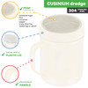 CUSINIUM 6 Ounce Black Powder Sugar Shaker With Handle - Fine Mesh - With Plastic Cap - Pack of 2