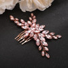 Teyglen Pink Crystal Rhinestone Hair Comb, Bridal Hair Accessories Headpiece for Bride Wedding, Women Girls