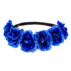 Love Sweety Delicate Dew Rose Flower Headband Floral Crown Mexican Hair Wreath (Blue)
