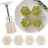 Chinese flower moon cake press mold, hand pressed mooncake dessert DIY, moon cake puff pastry 1 mold with 4 stamps for various holidays, parties (4*C