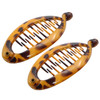 Parcelona French Effortless Mini Savana Tortoise Pack of 2 Celluloid Clips for Thick Hair Ponytail Holder Banana Hair Clips for Women