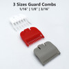 3 Pieces Professional Color Coded Replacement Guards Attachment Guide Combs 1/16" 1/8" 3/16" Compatible with Wahl 5 Star Series Full-Sized Standard M