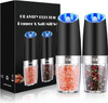 XinXu Gravity Electric Pepper and Salt Grinder Set, Adjustable Coarseness, Battery Powered with LED Light, One Hand Automatic Operation, Black -2 Pac