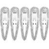 LLSME 5Pcs Rhinestone Snap Hair Clips, Water Drop Crystal Snap Hair Barrettes, Glitter Shining Metal Snap Hair Clips, Glittering Hairpins Headwear Ha