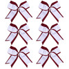 8 Inch 2 Colors Cheerleader Bows 2 Layers 6 Pcs Ponytail Holder Cheerleading Bows Hair Elastic Hair Tie (Maroon/White1)