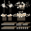40 Pieces Bridal Hair Accessories Wedding Bridal Hair Pins Decorative Flower Pins U-shaped Pearl Hairs Pin Gold White Crystal Rhinestone Headpiece fo