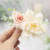 Fangsen Wedding Rose Flower Hair Comb Bridal Flower Hair Clip Floral Hair Accessories for Women an Girls (Pink)