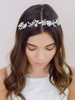 SWEETV Sliver Flower-Leaf Bridal Headpieces for Wedding Headband Bride Hair Pieces Crystal Flower Girl Hair Accessories