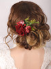 Kercisbeauty Wedding Bridal Floral Hair Combs Clips Red Rose Velet Flower Mexican Headpiece Headband for Carvinal Party